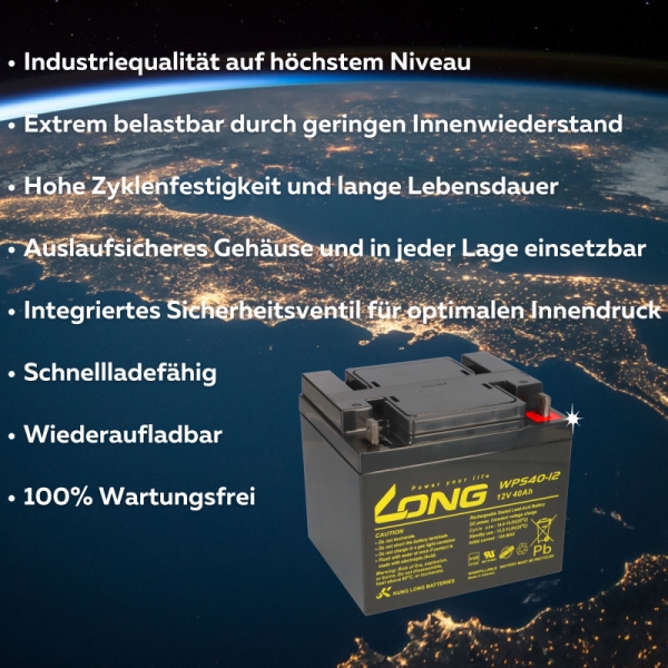 Kung Long WPS40-12 Akku 12V 40Ah Pb